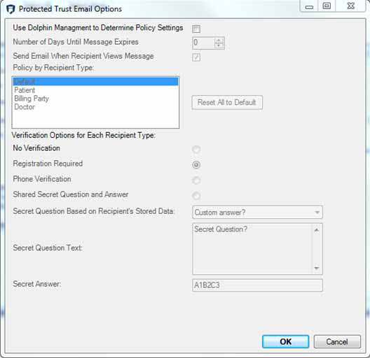 Protected Trust Email Options — policy by recipient type